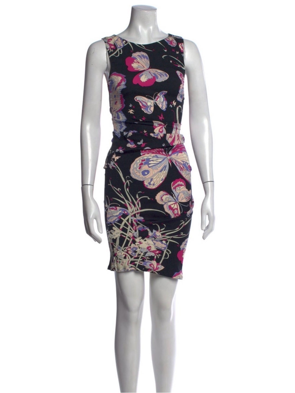 Emilio Pucci Black Butterfly Print Sheath Dress